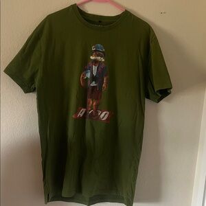 Akoo Olive Graphic Tee with Character Design